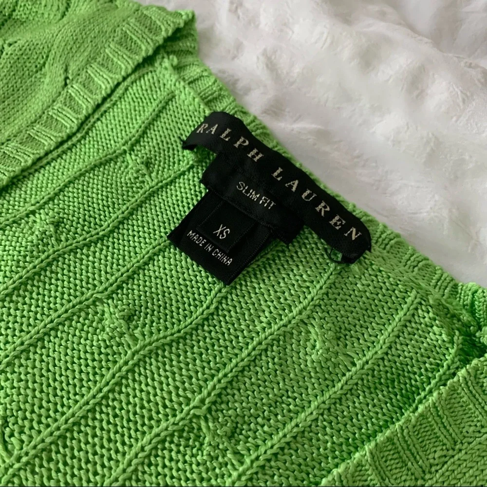 Ralph Lauren 100% Silk Sweater Lime Green - Picture 5 of 9